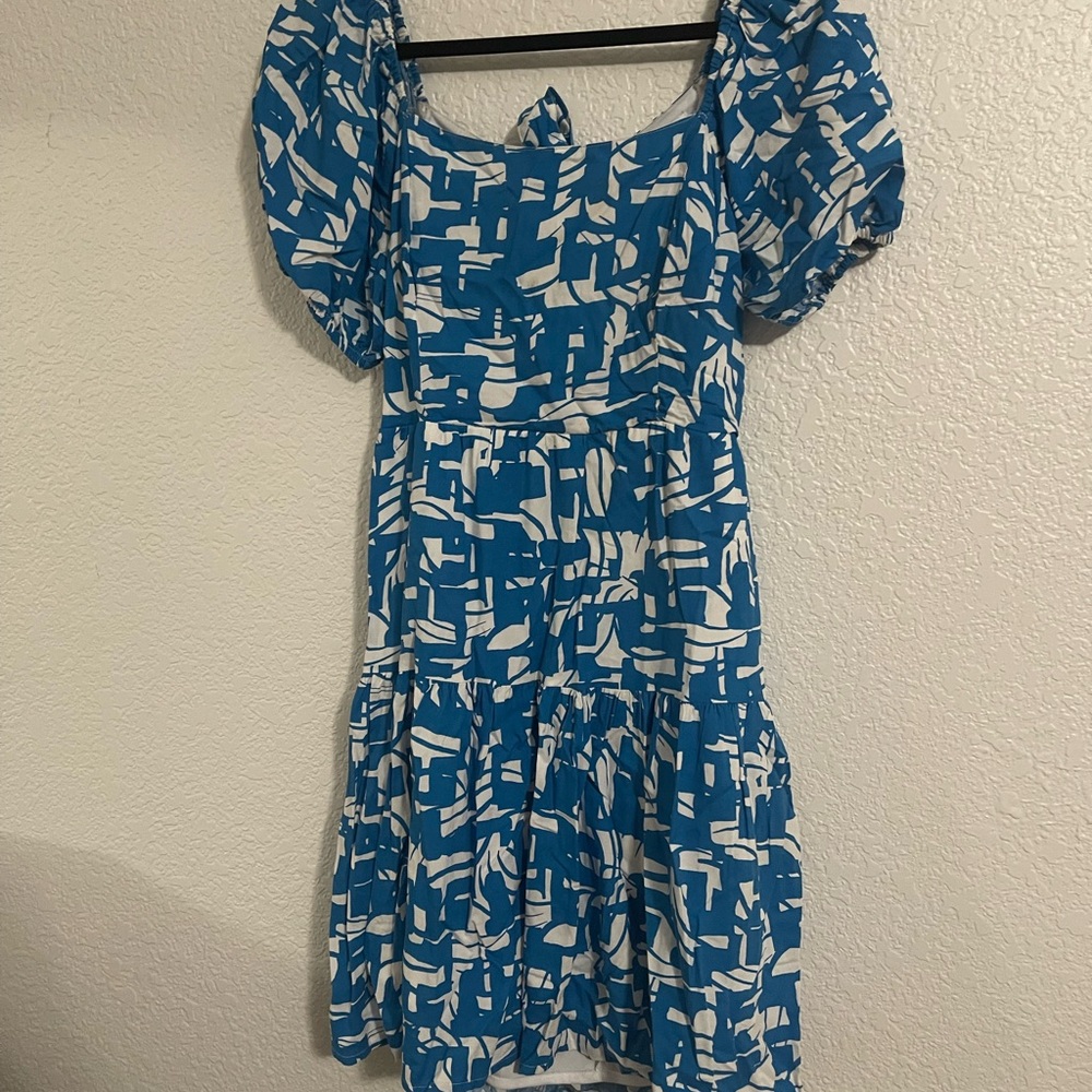 Blue and White Patterned Dress